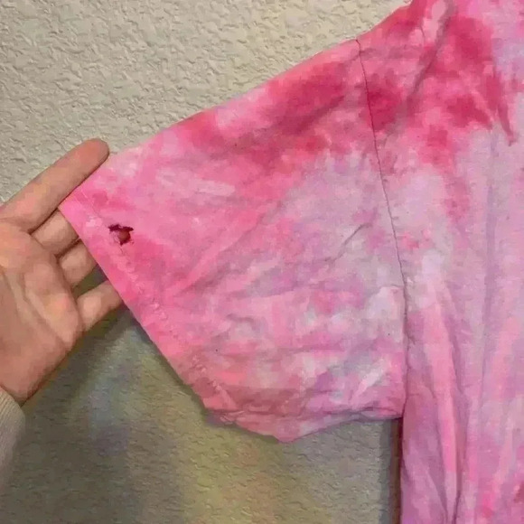 PAC Man pink tie dye crop top sz XL gamer 90s video game Halloween casual *flaw - Picture 3 of 7